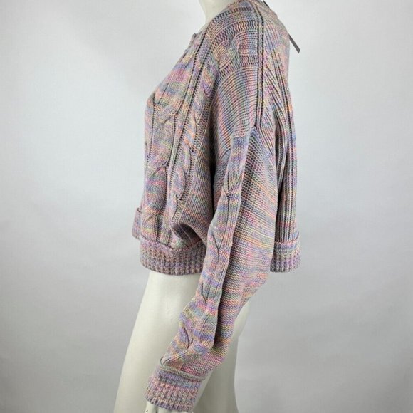 Urban Outfitters UO Hazel Notch Neck Cable Knit Sweater Women M NWT Long‎ Sleeve - Picture 4 of 13